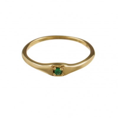 Tiny green stone signet ring
